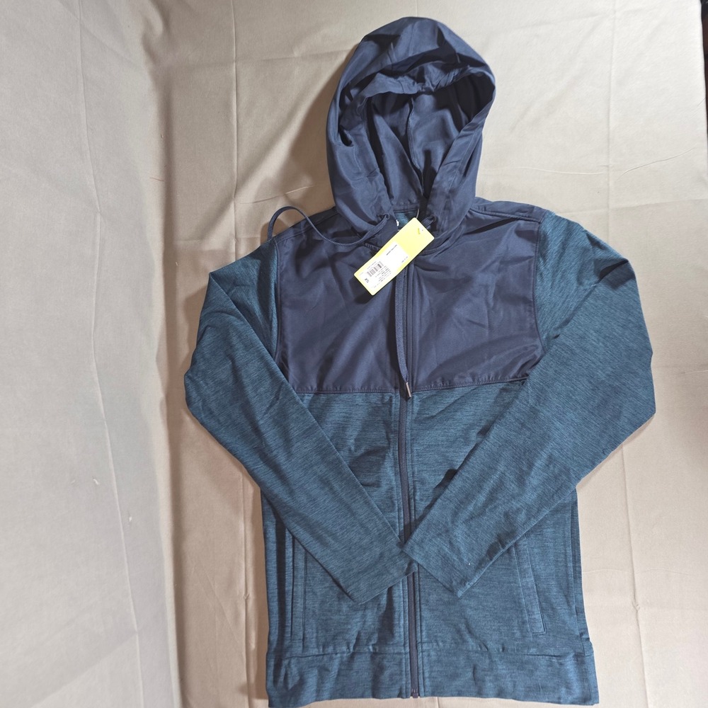All in Motion Mens Full Zip Hoodie Navy Blue Colorblock Activewear XS G85466